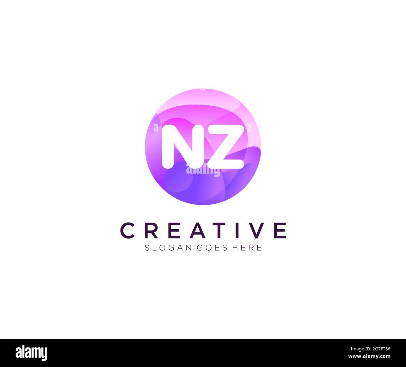 NZ initial logo With Colorful Circle template Stock Vector