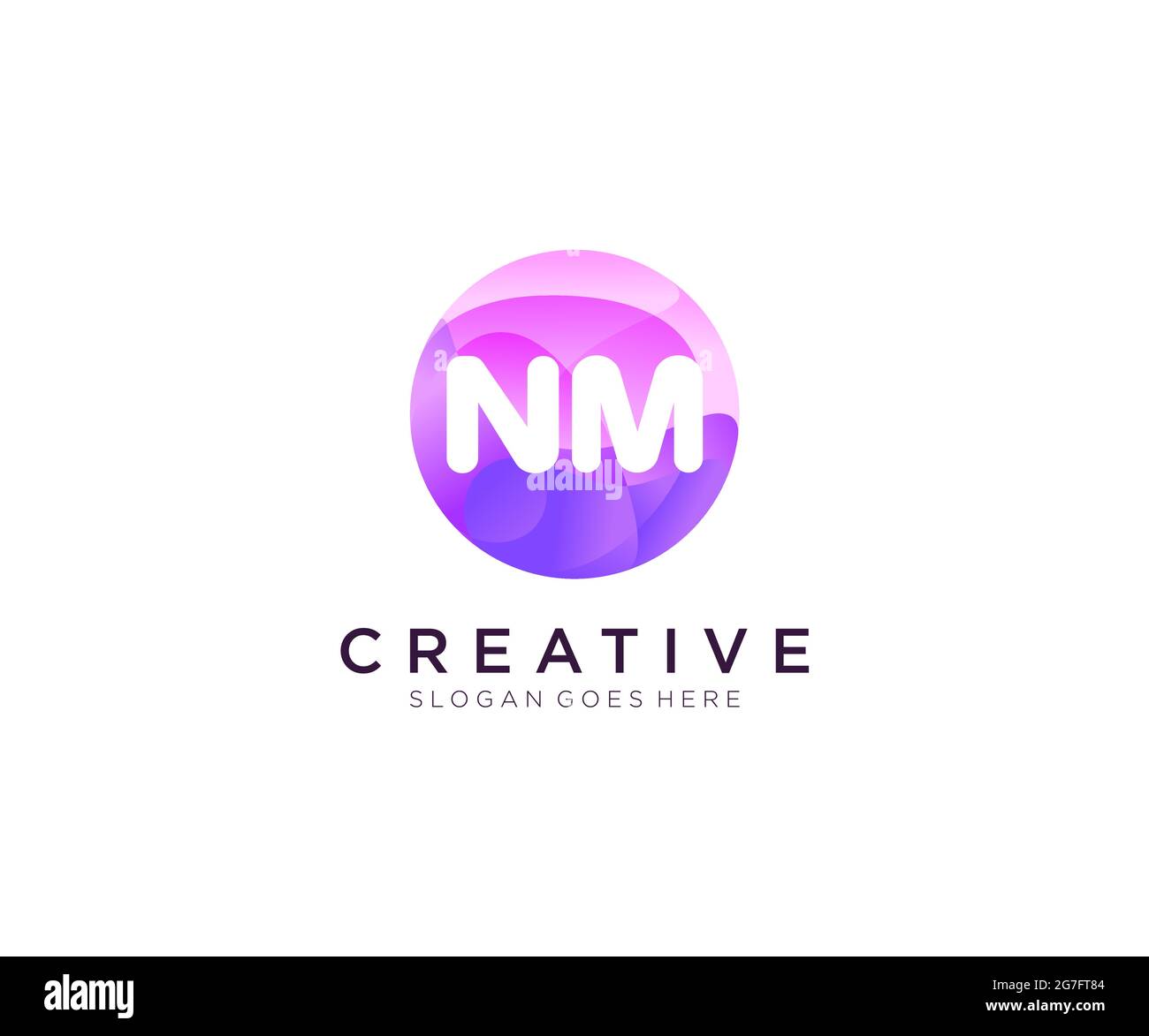 NM initial logo With Colorful Circle template Stock Vector