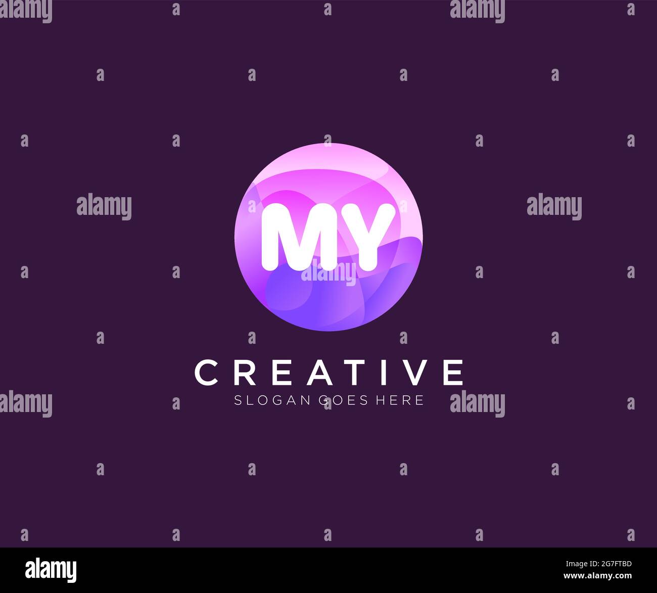 MY initial logo With Colorful Circle template Stock Vector