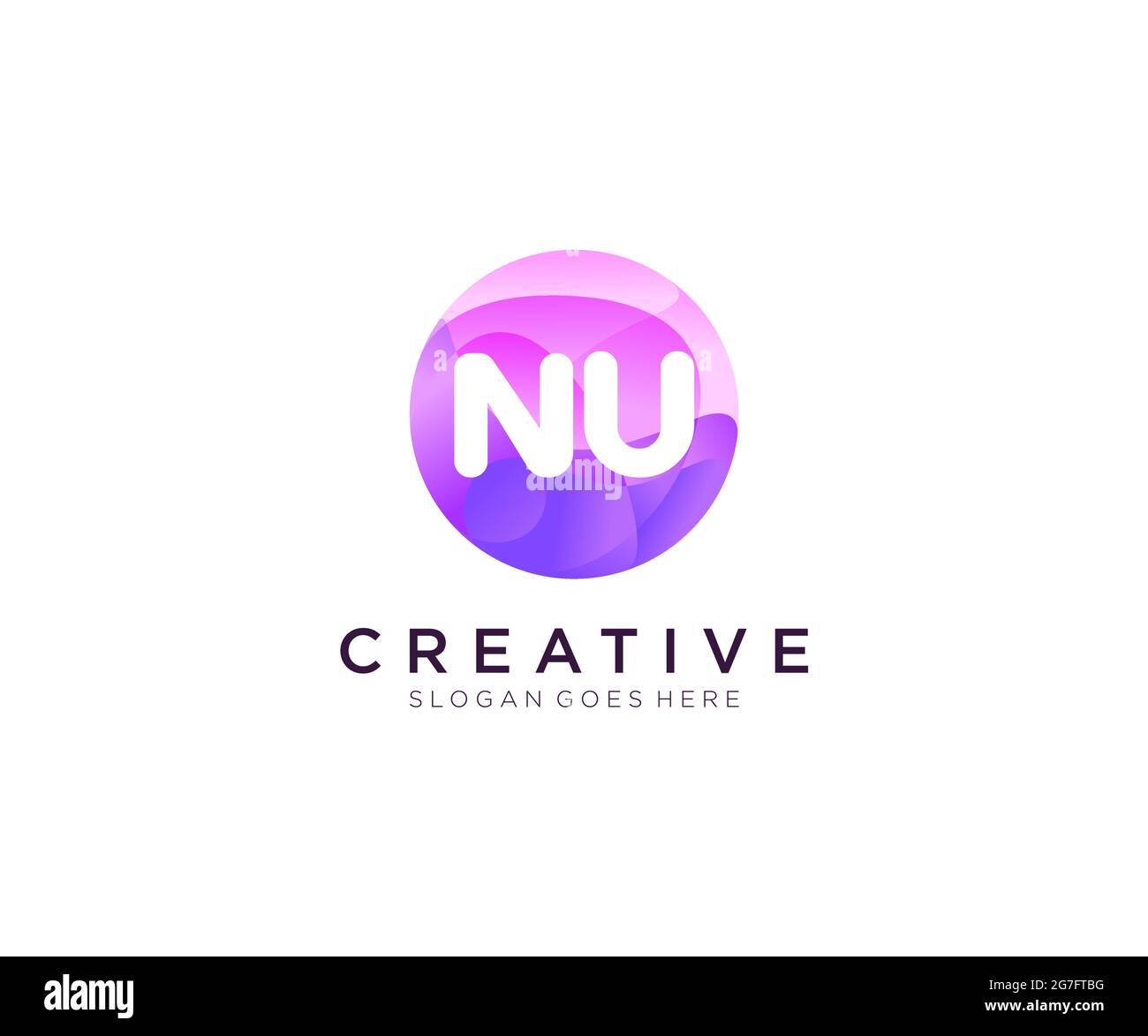NU initial logo With Colorful Circle template Stock Vector