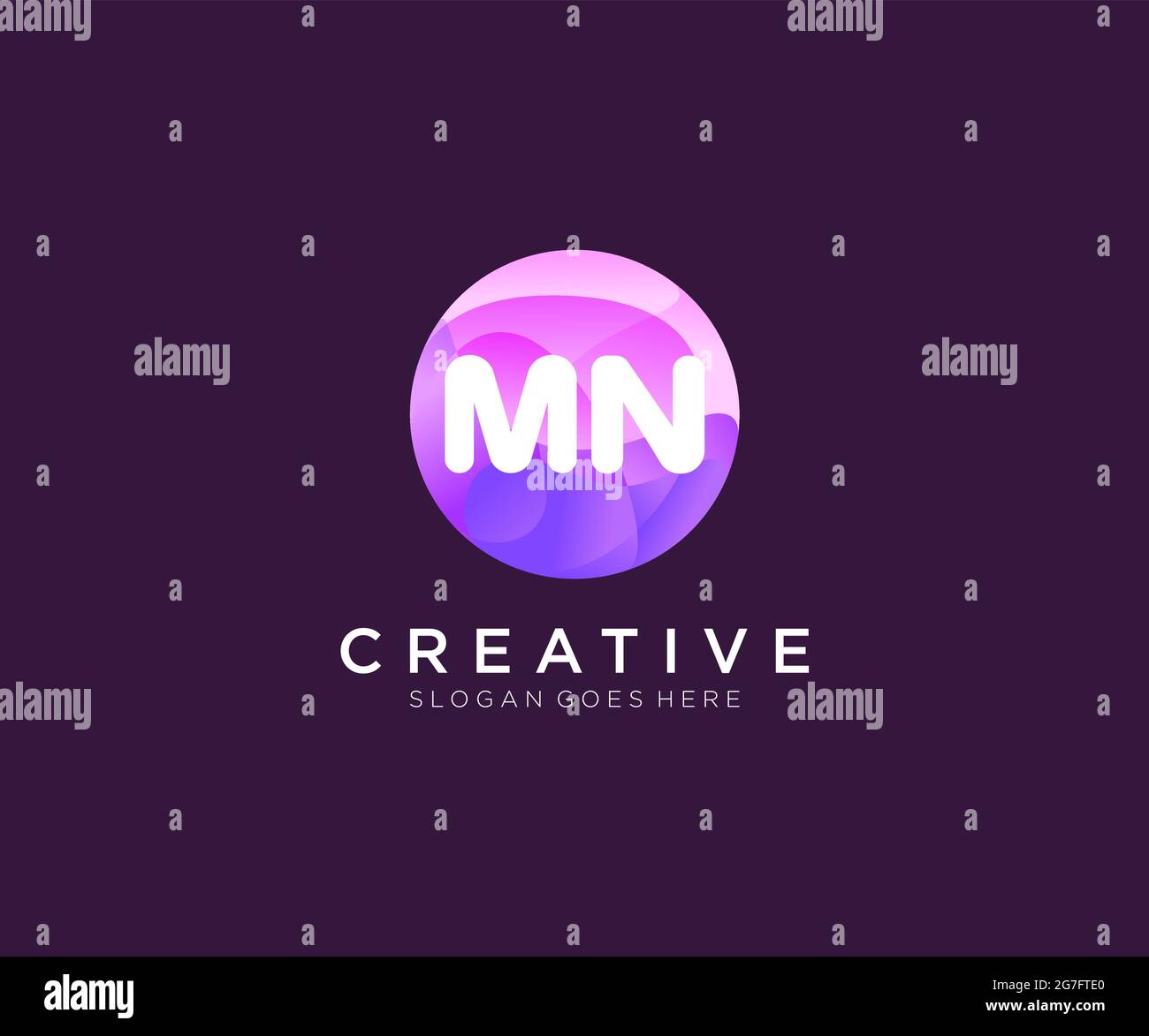 MN initial logo With Colorful Circle template Stock Vector