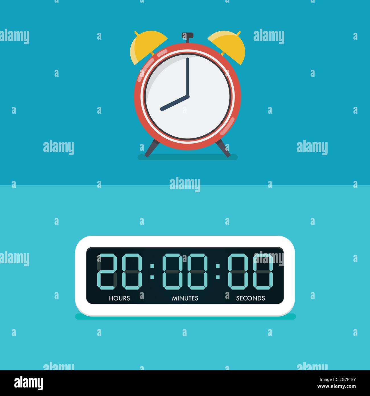 Old and digital alarm clocks. Vector illustration Stock Vector Image