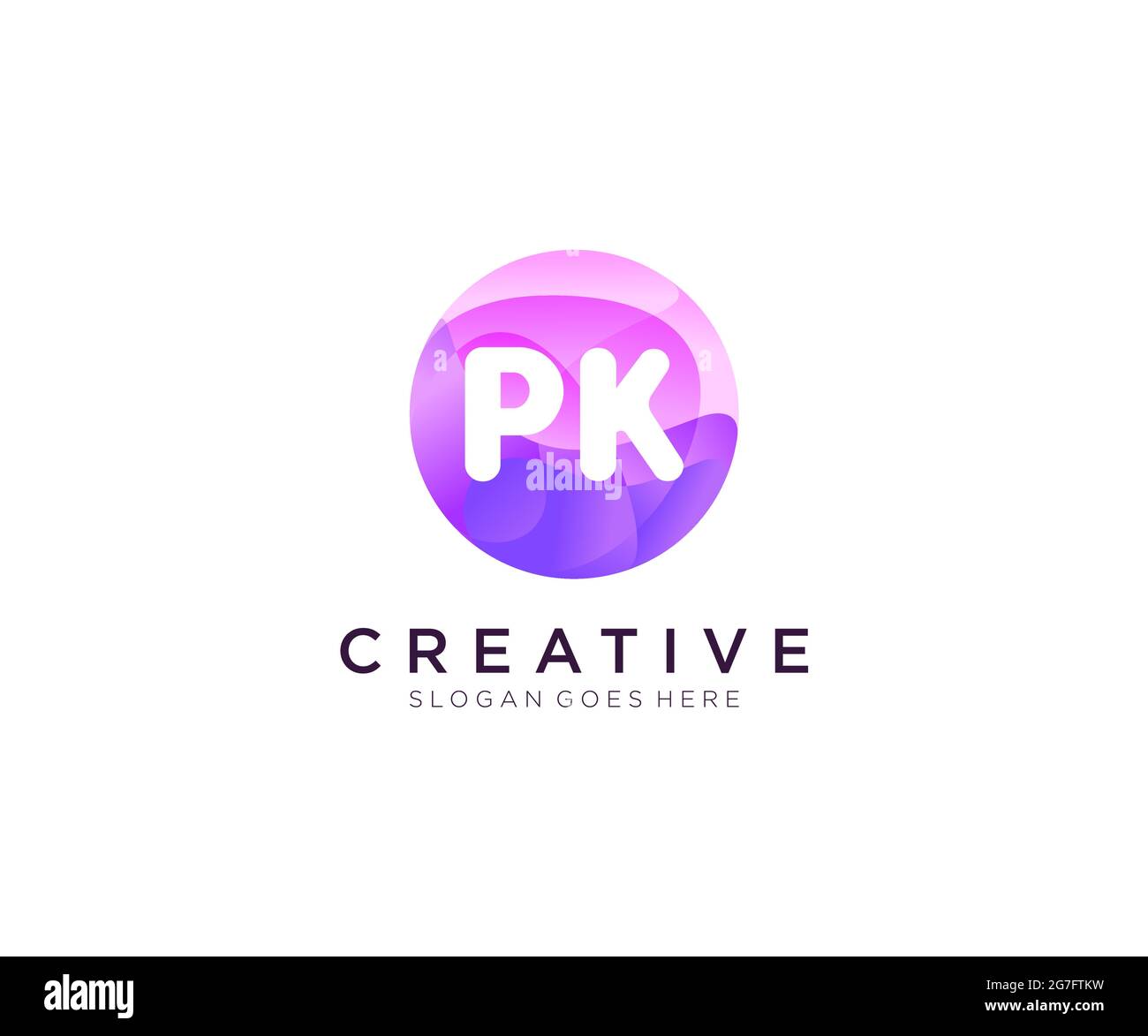 PK initial logo With Colorful Circle template Stock Vector