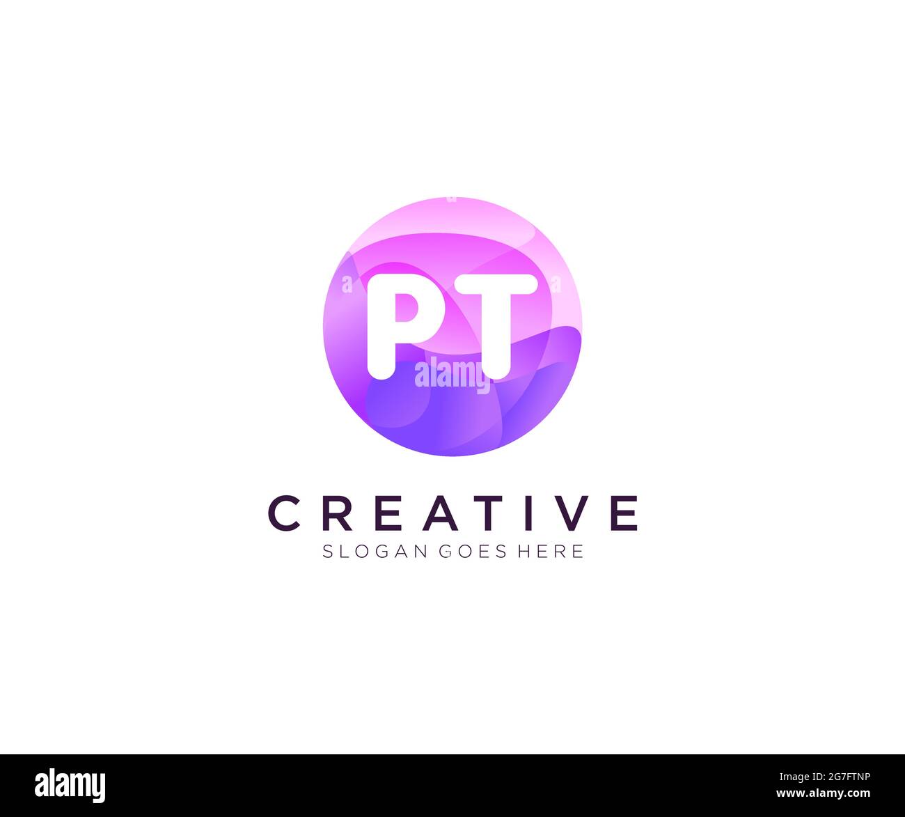 PT initial logo With Colorful Circle template Stock Vector