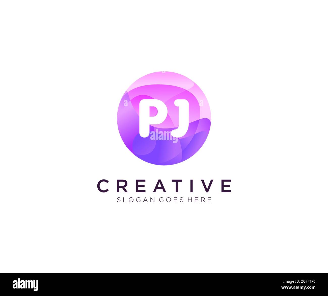 PJ initial logo With Colorful Circle template Stock Vector