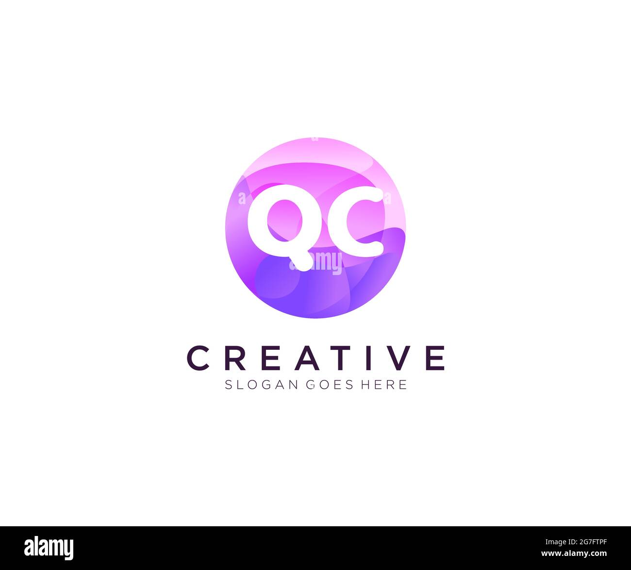 QC initial logo With Colorful Circle template Stock Vector