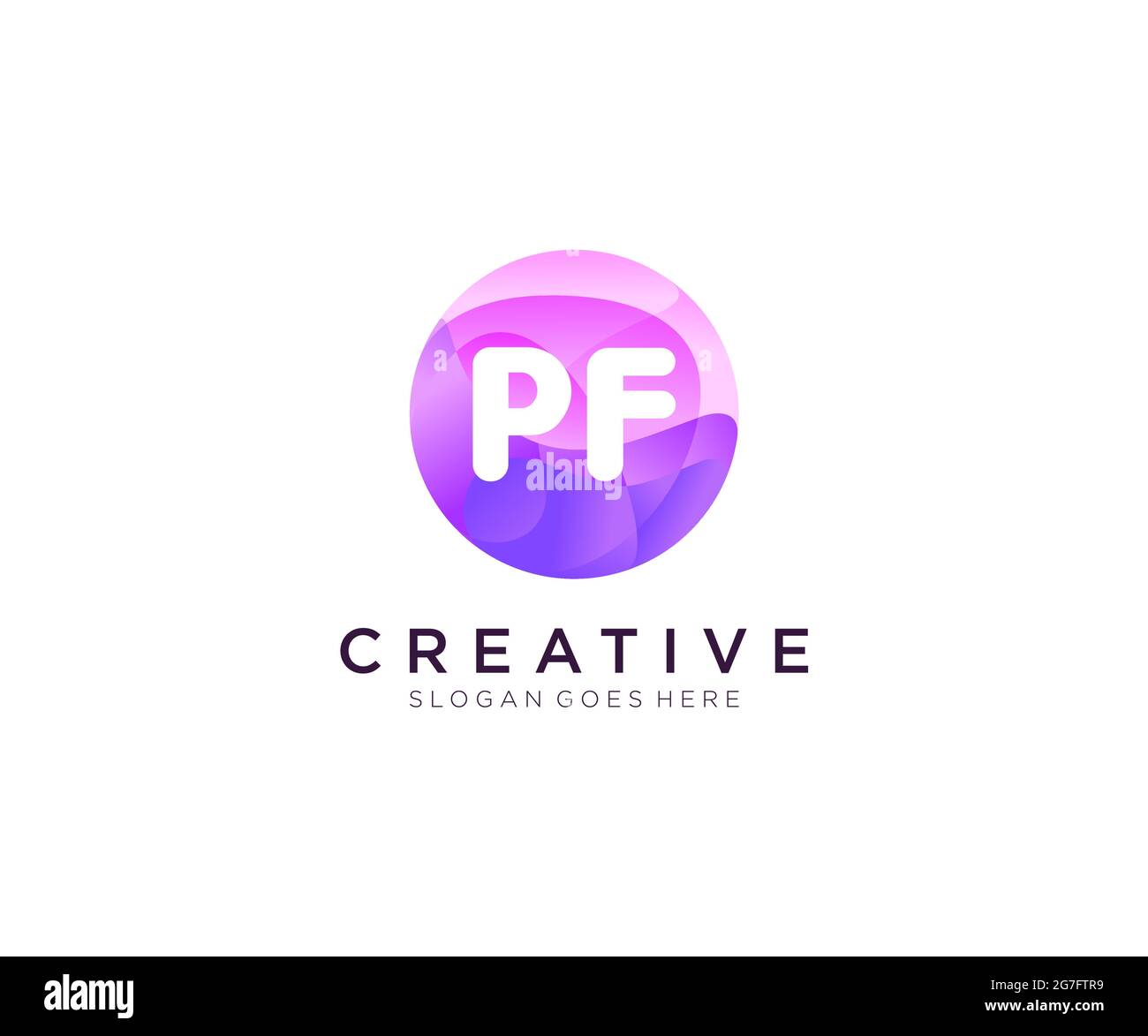 PFinitial logo With Colorful Circle template Stock Vector