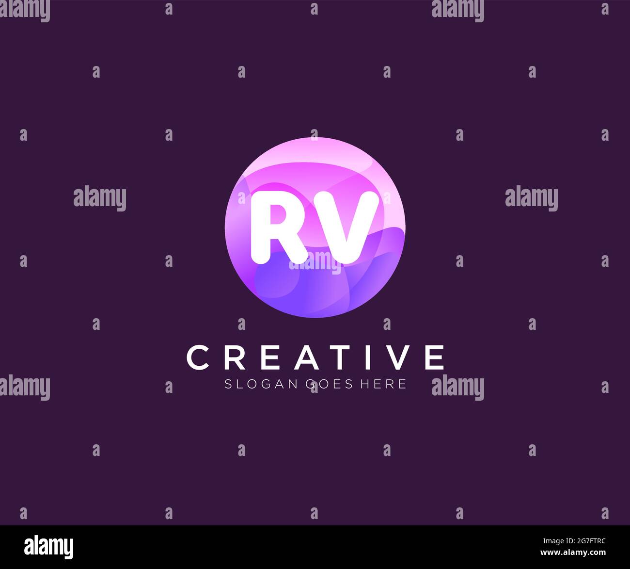 RV initial logo With Colorful Circle template Stock Vector