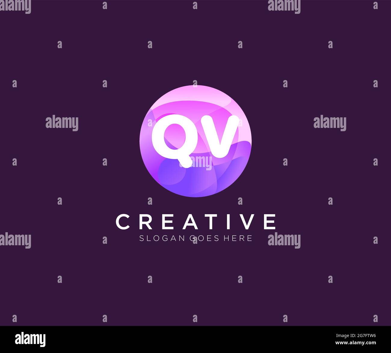 QV initial logo With Colorful Circle template Stock Vector Image & Art