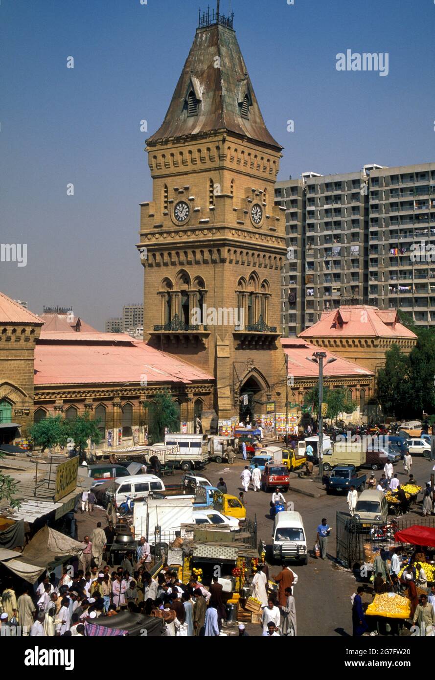 Clock tower of the Empress Market in Karachi built 1889 in the Sardar