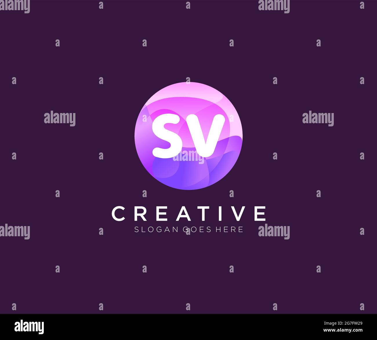 SV initial logo With Colorful Circle template Stock Vector