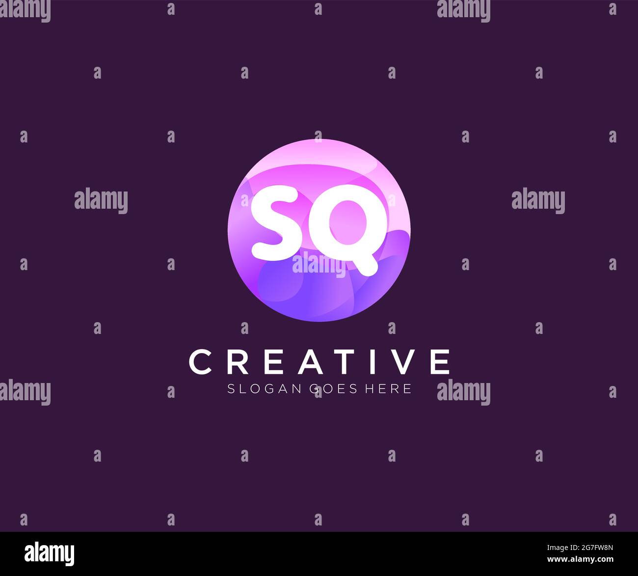 SQ initial logo With Colorful Circle template Stock Vector