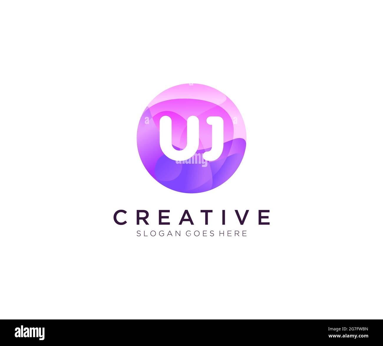 UJ initial logo With Colorful Circle template Stock Vector
