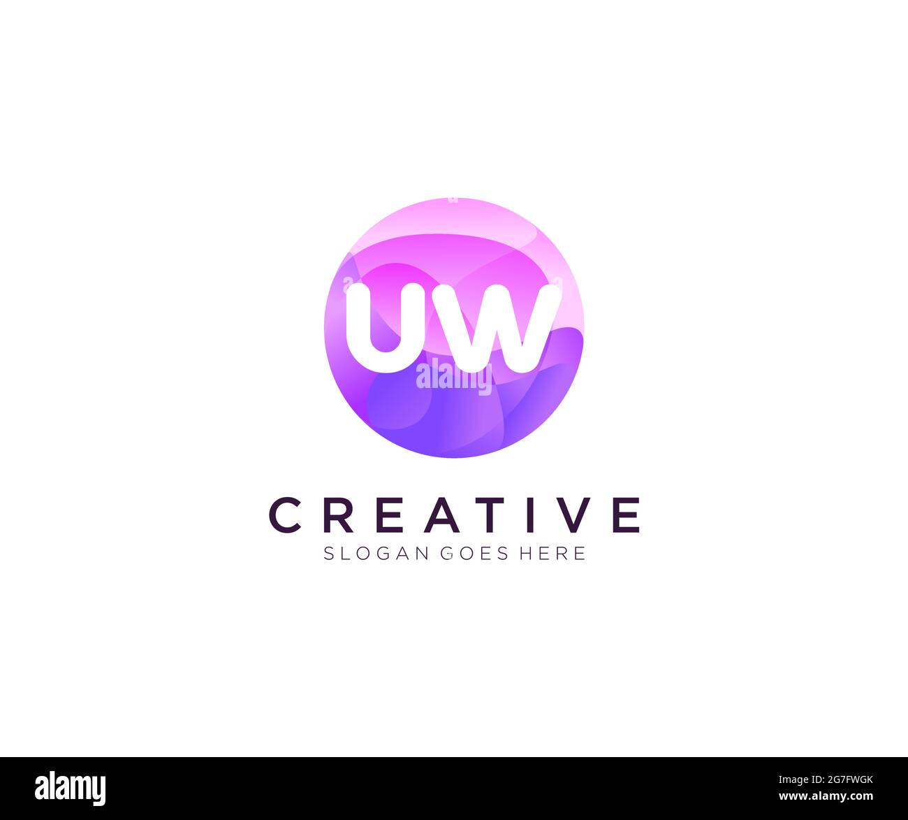 UW initial logo With Colorful Circle template Stock Vector
