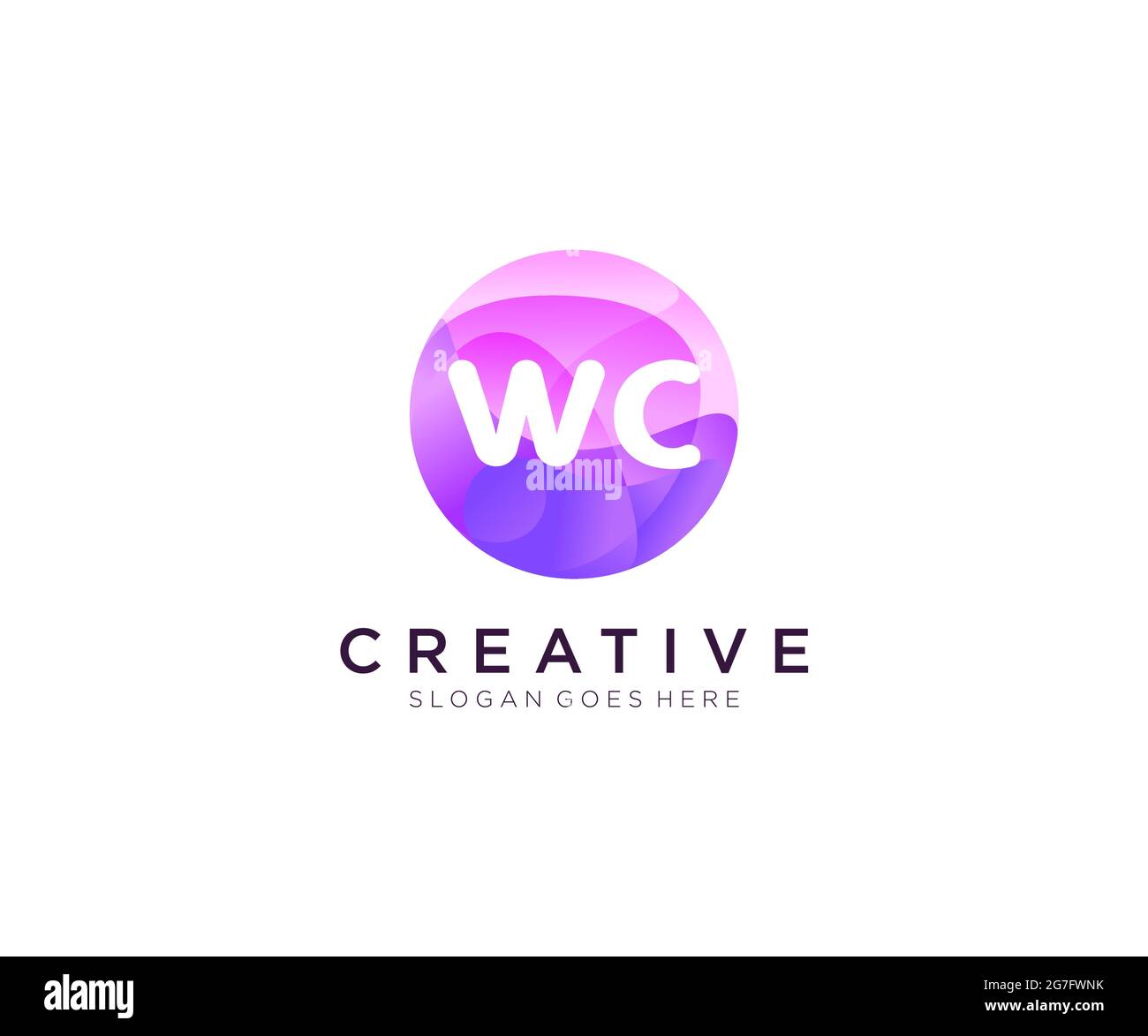 WC initial logo With Colorful Circle template Stock Vector