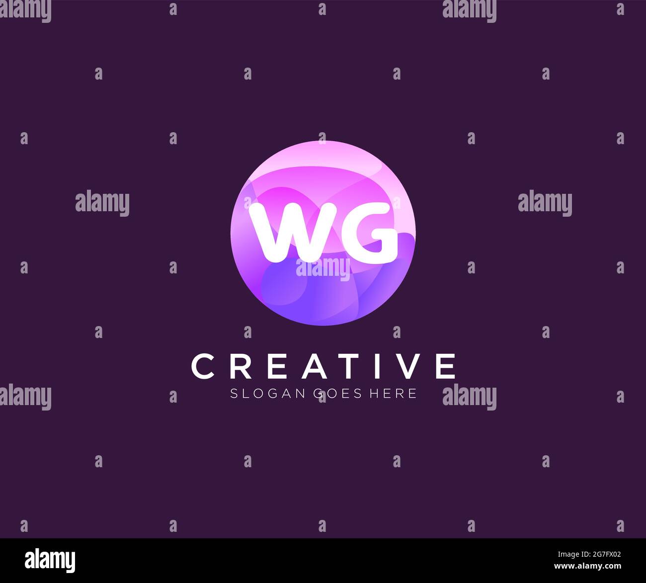 WG initial logo With Colorful Circle template Stock Vector