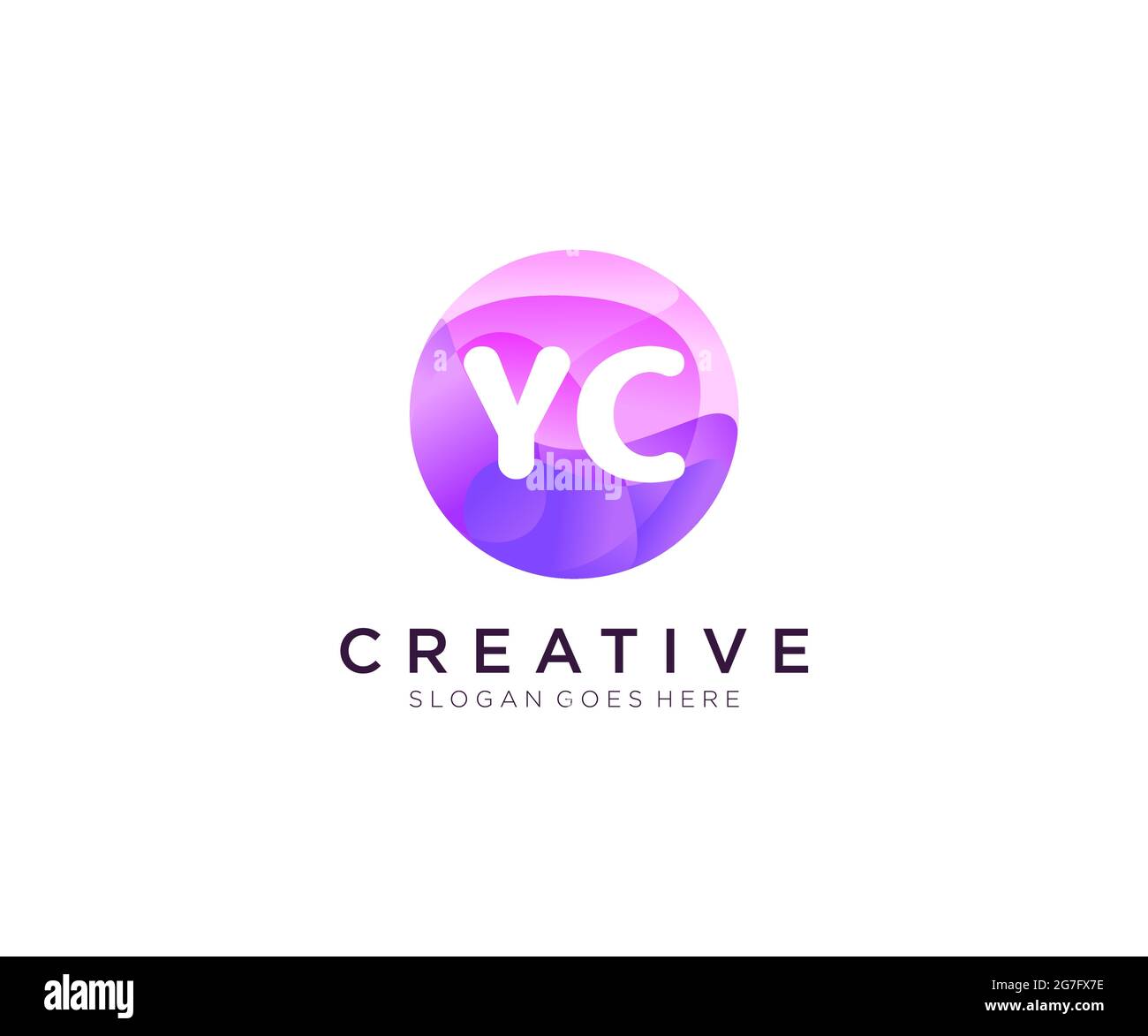 YC initial logo With Colorful Circle template Stock Vector