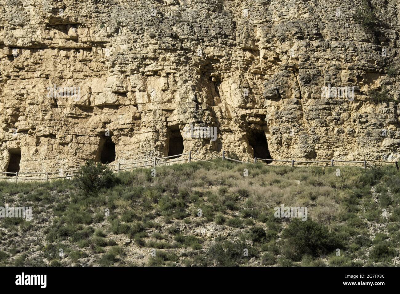Roman aqueduct between Albarracin and Gea (Cella) in Teruel on a sunny day Stock Photo