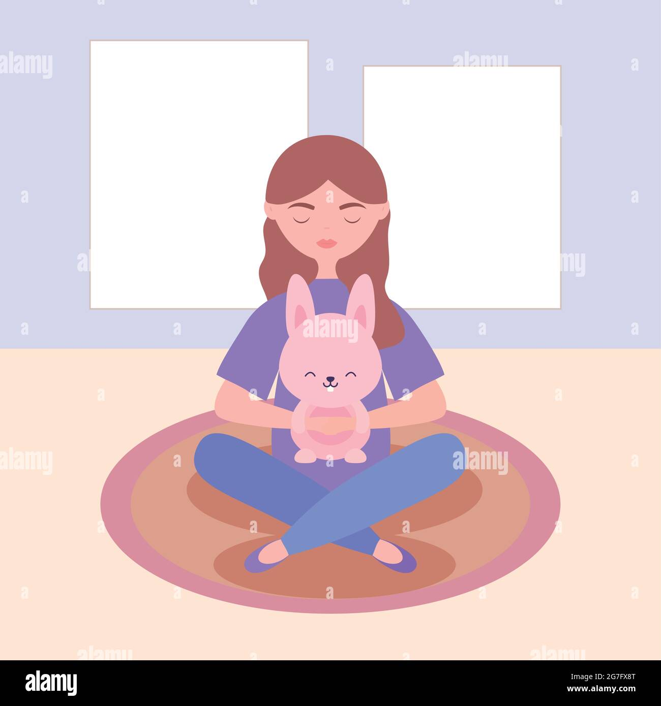 woman and rabbit Stock Vector Image & Art - Alamy