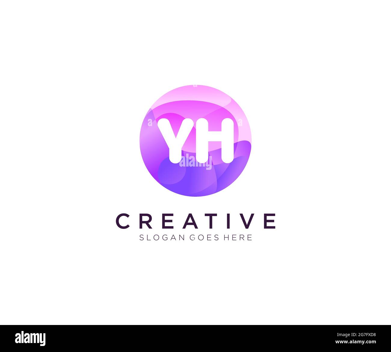 YH initial logo With Colorful Circle template Stock Vector