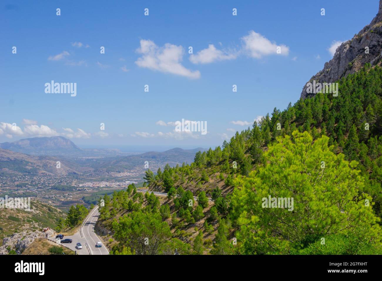 Winding road and agricultural terraces through famous mountain range ...