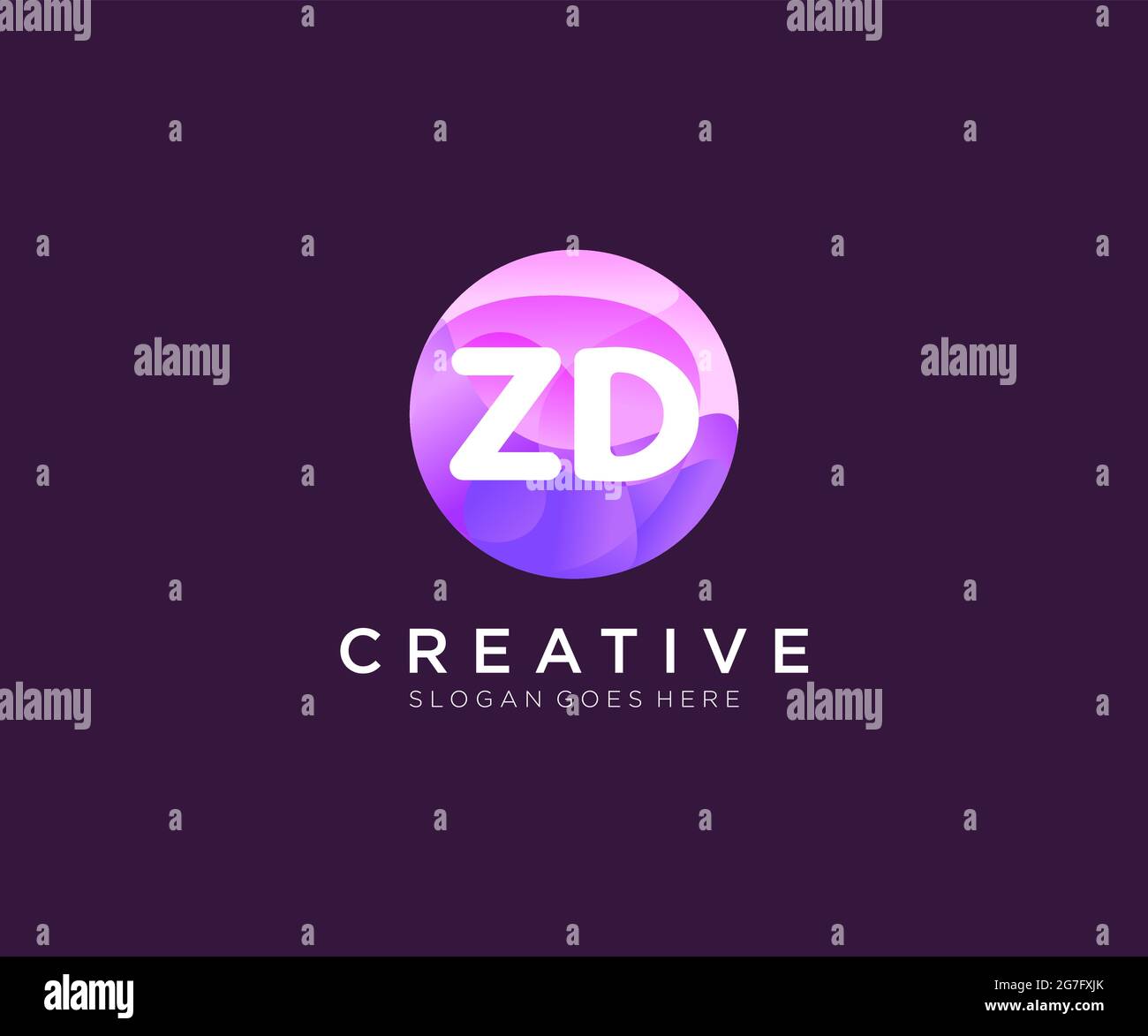 ZD initial logo With Colorful Circle template Stock Vector
