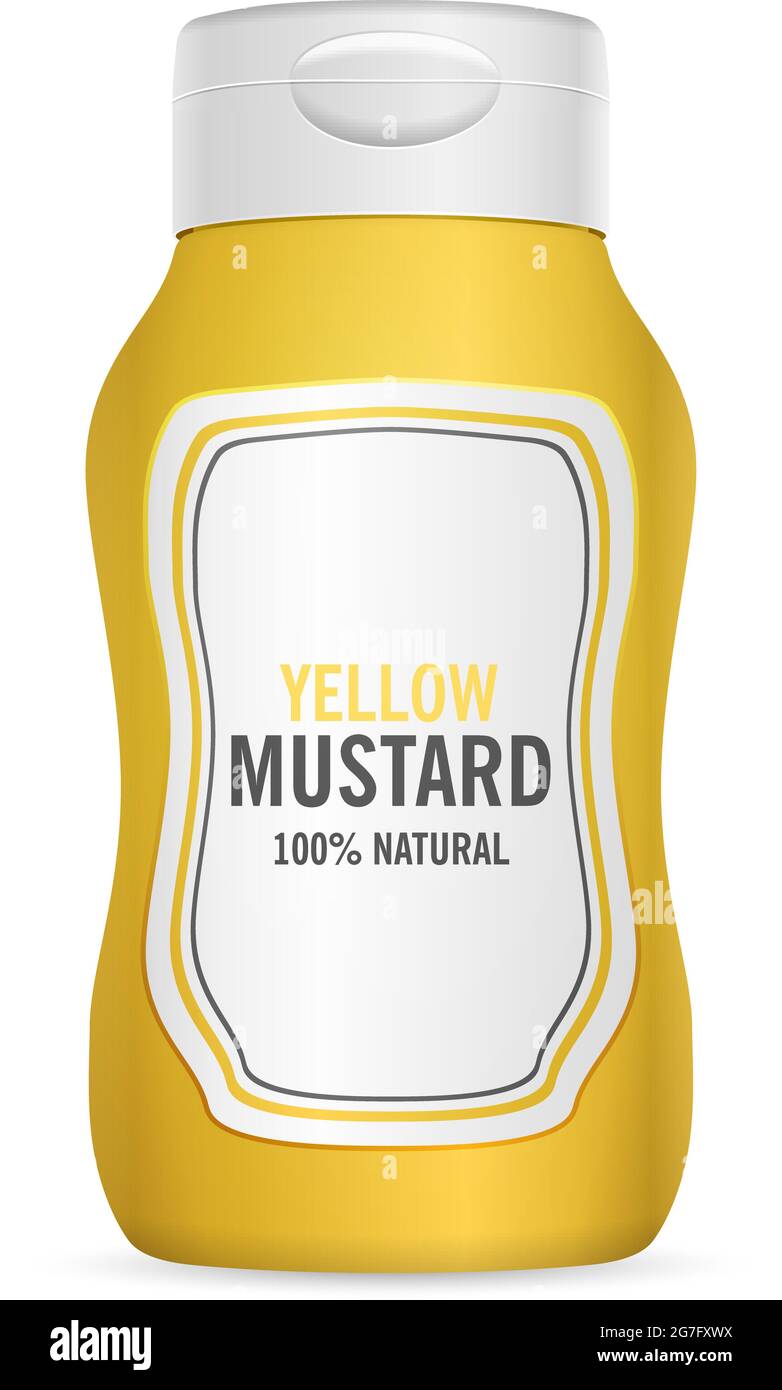 Mustard bottle on a white background. Vector illustration Stock Vector