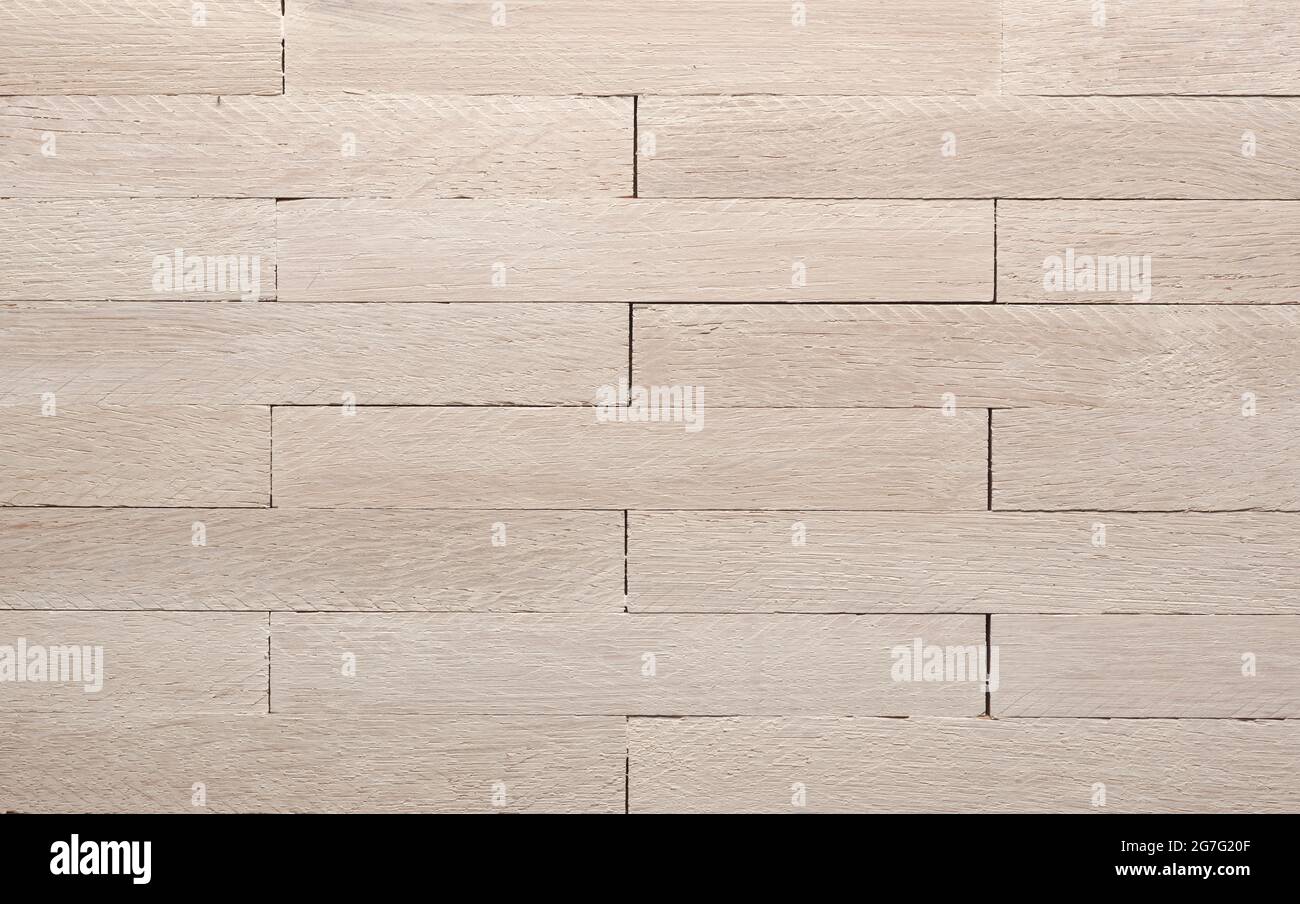 White oiled solid beech parquet in English bond. Using aus header or background with space for text. Stock Photo