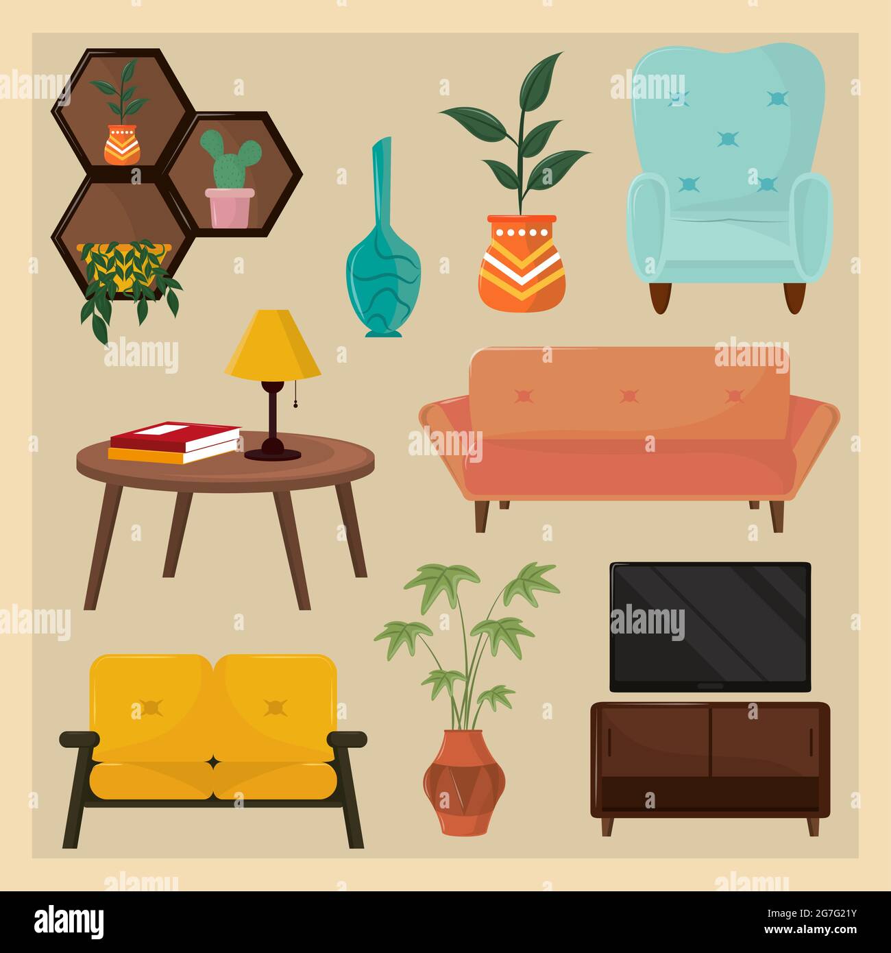 icon set interior home decoration Stock Vector Image & Art - Alamy