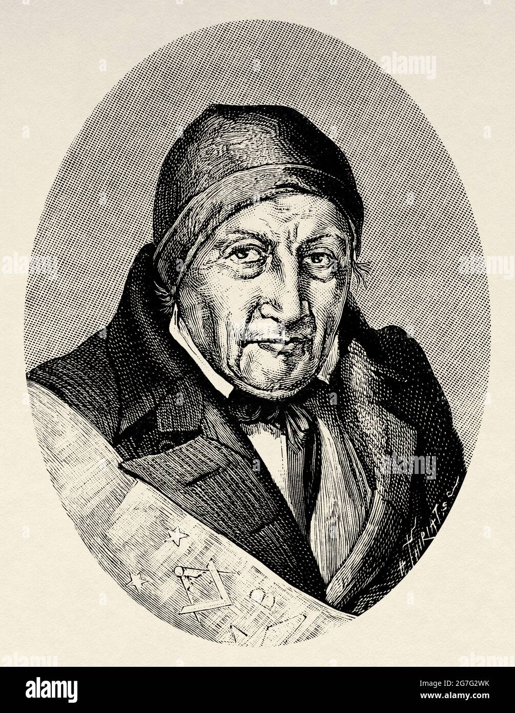 Noel Des Quersonnieres, French official during the Revolution, subsequently exiled himself to London where he presumably died, France, Europe. Old 19th century engraved illustration from La Nature 1888 Stock Photo