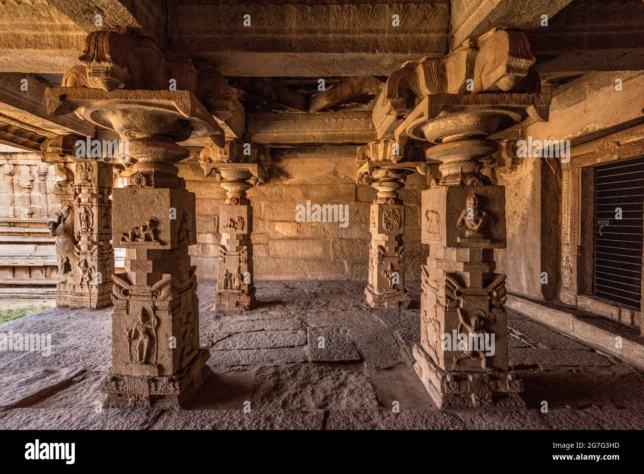 The view of ancient Achyutaraya Temple. Group of ruins monuments at Hampi was the centre of the Hindu Vijayanagara Empire, Hampi, Karnataka, India Stock Photo