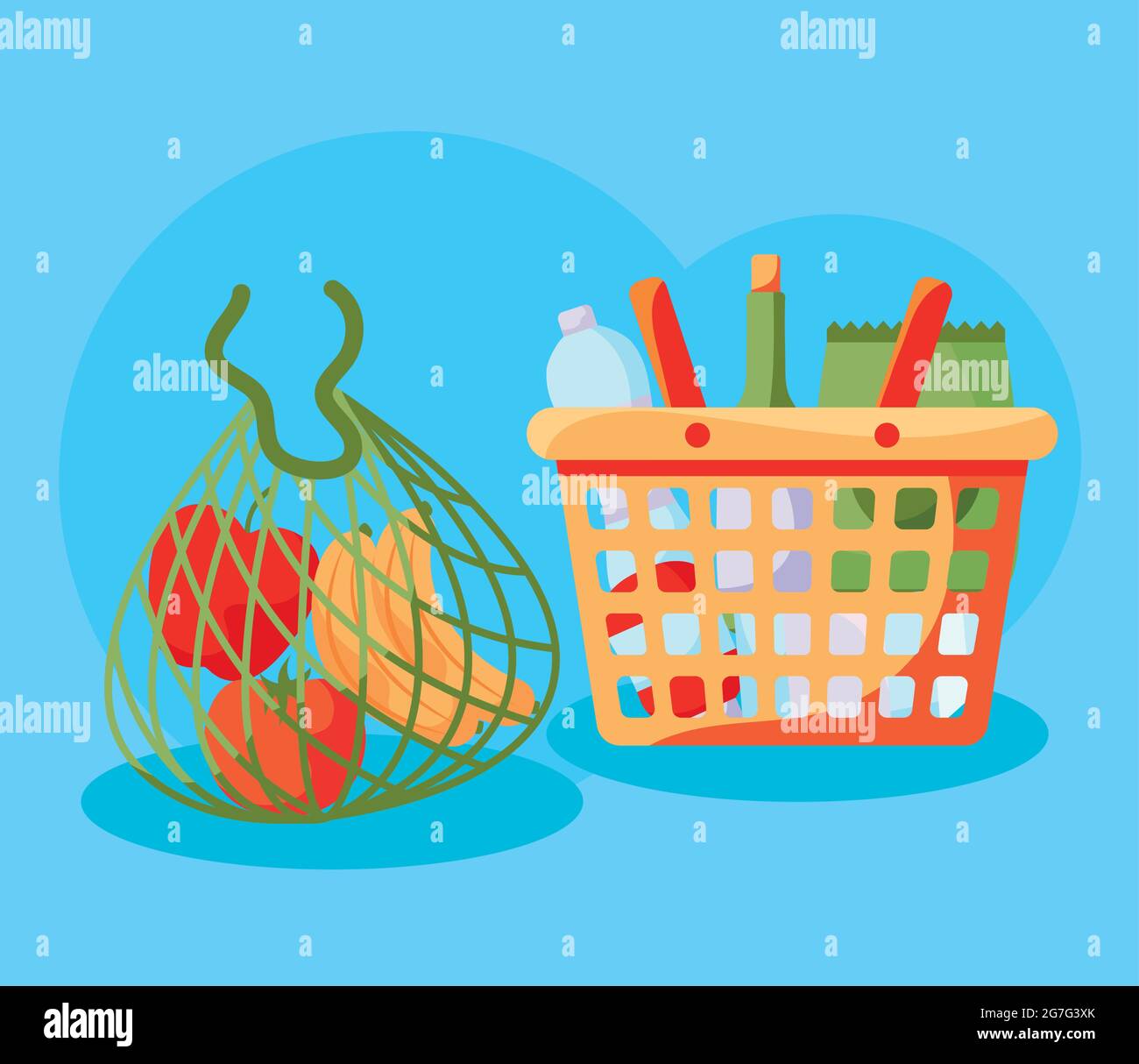 groceries in different bags Stock Vector