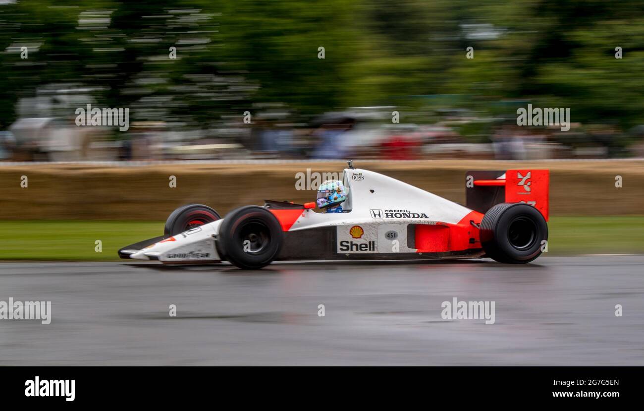 1990 McLaren-Honda MP4/5B McLaren Racing Ltd driven by Daniel Ricciardo, at the Goodwood Festival Of Speed at Goodwood House, West Sussex on 10 July 2021. Photo by Phil Hutchinson. Editorial use only, license required for commercial use. No use in betting, games or a single club/league/player publications. Credit: UK Sports Pics Ltd/Alamy Live News Stock Photo