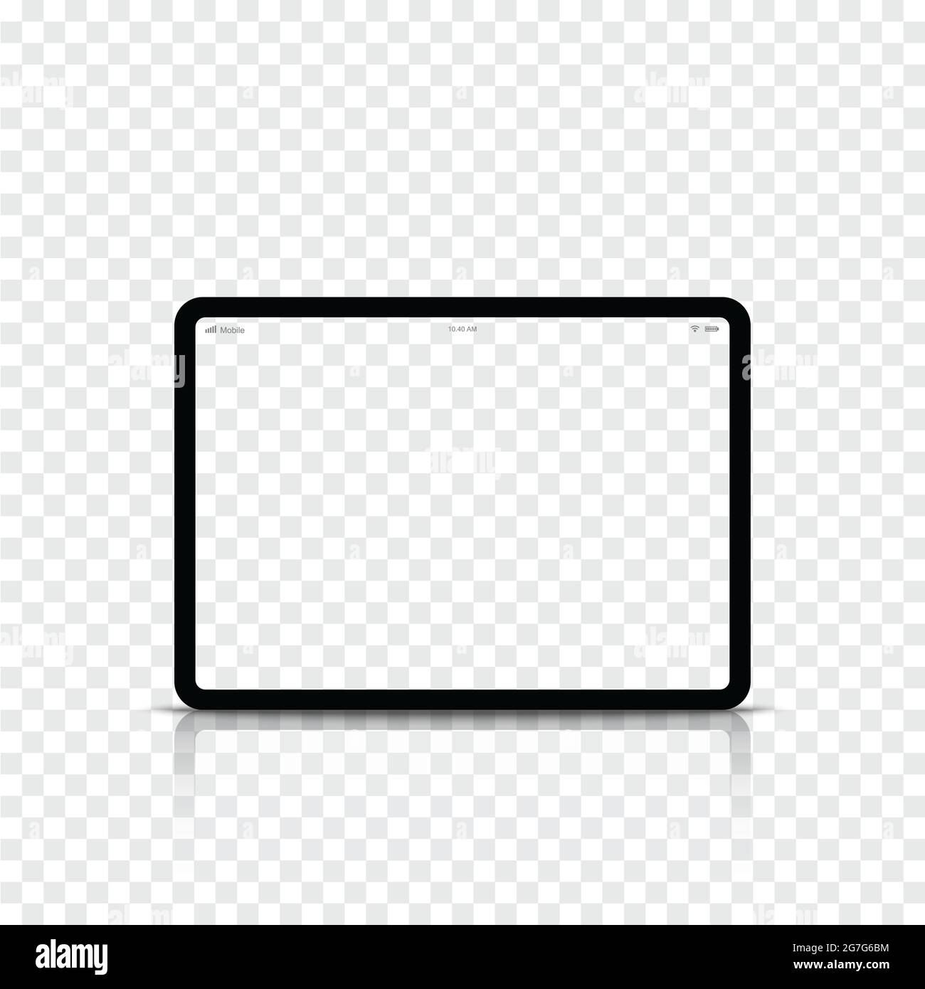 Modern realistic black tablet computer with transparent screen. Vector illustration. Stock Vector