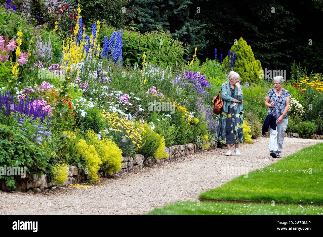 The Herbaceous Boarder at Waterperry Garden Wheatley Oxfordshire UK Stock Photo
