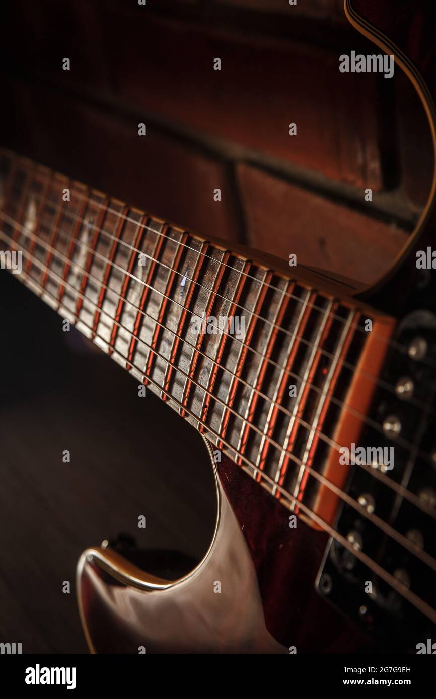 String musical instrument ; shiny electric guitar Stock Photo - Alamy