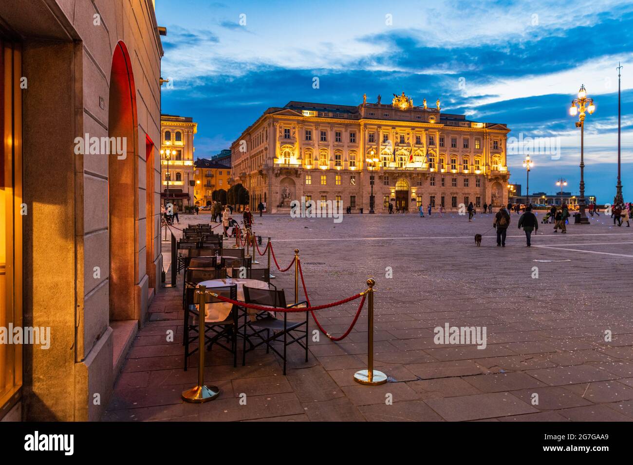 Trieste Night One night in Trieste. Atmospheres of Central Europe Stock Photo - Alamy