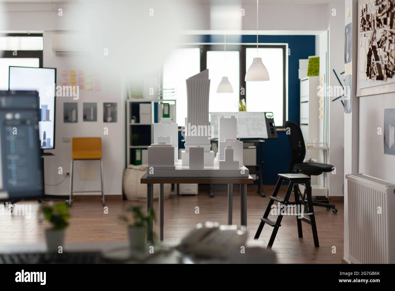 Empty room for architectural design and plan building model maquette ...