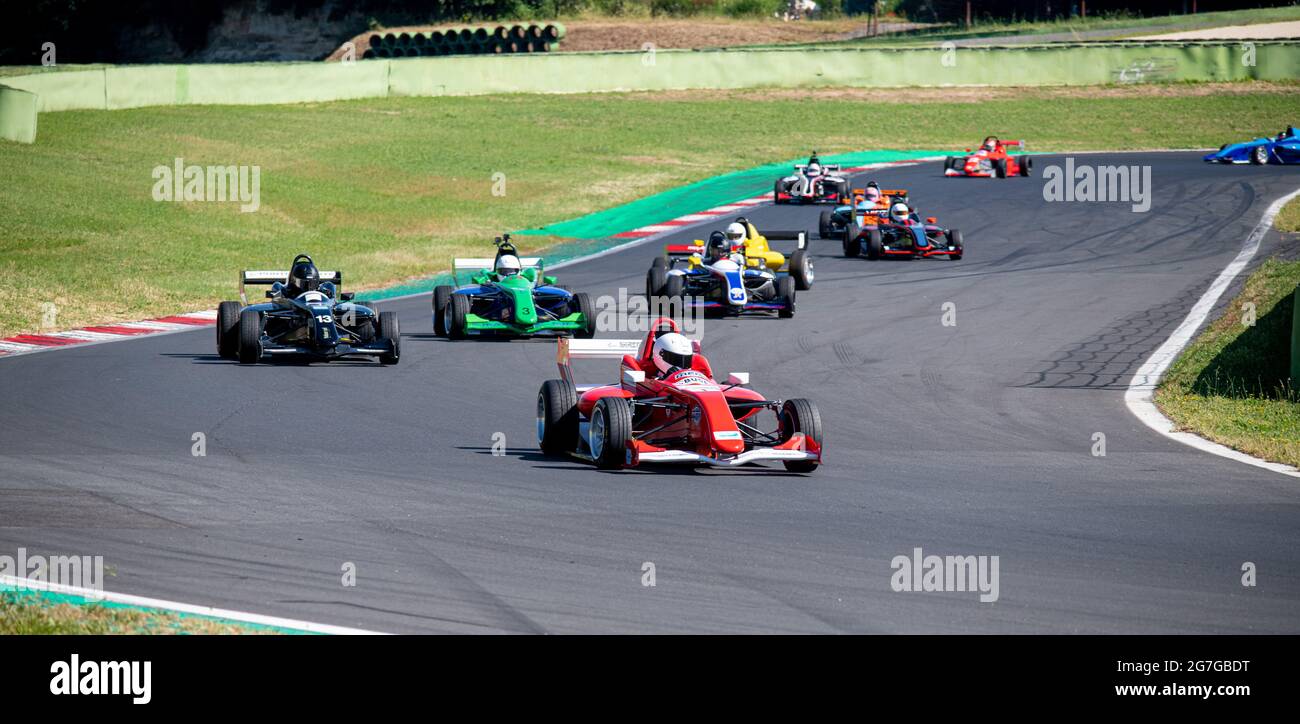 Vallelunga June 13 2021, Fx series racing. Formula cars group action during race on asphalt track circuit Stock Photo