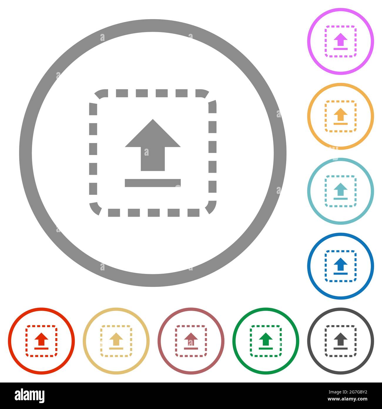 Drag to upload flat color icons in round outlines on white background ...