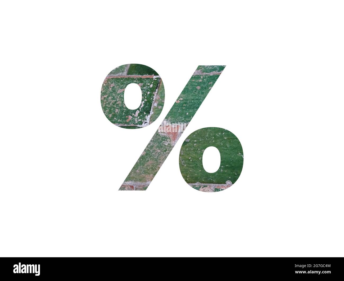 Percent sign of the alphabet made with green tiles isolated on a white ...