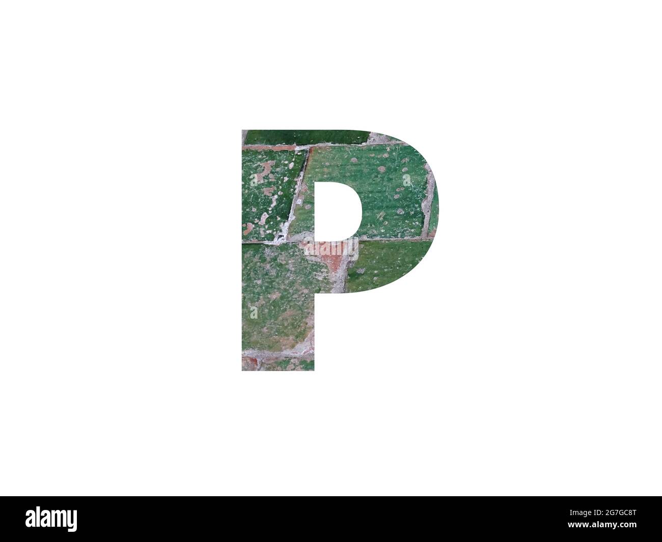 Letter P of the alphabet made with green tiles isolated on a white background Stock Photo