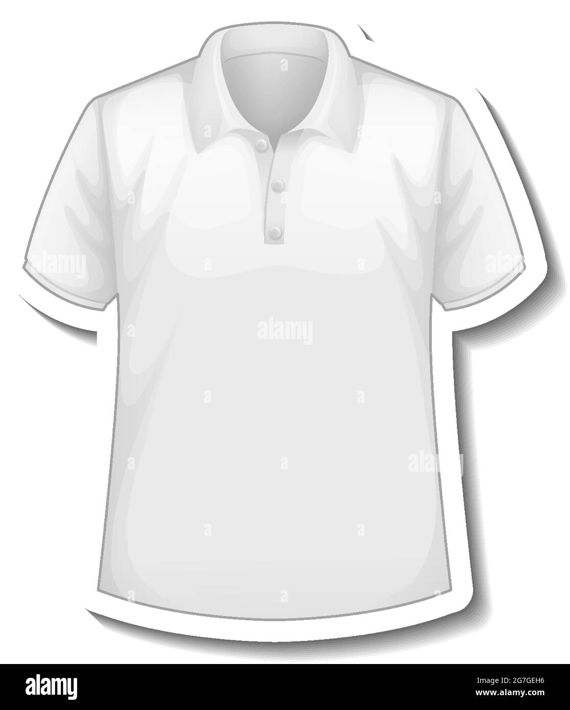 A sticker template with front of white polo shirt isolated illustration Stock Vector