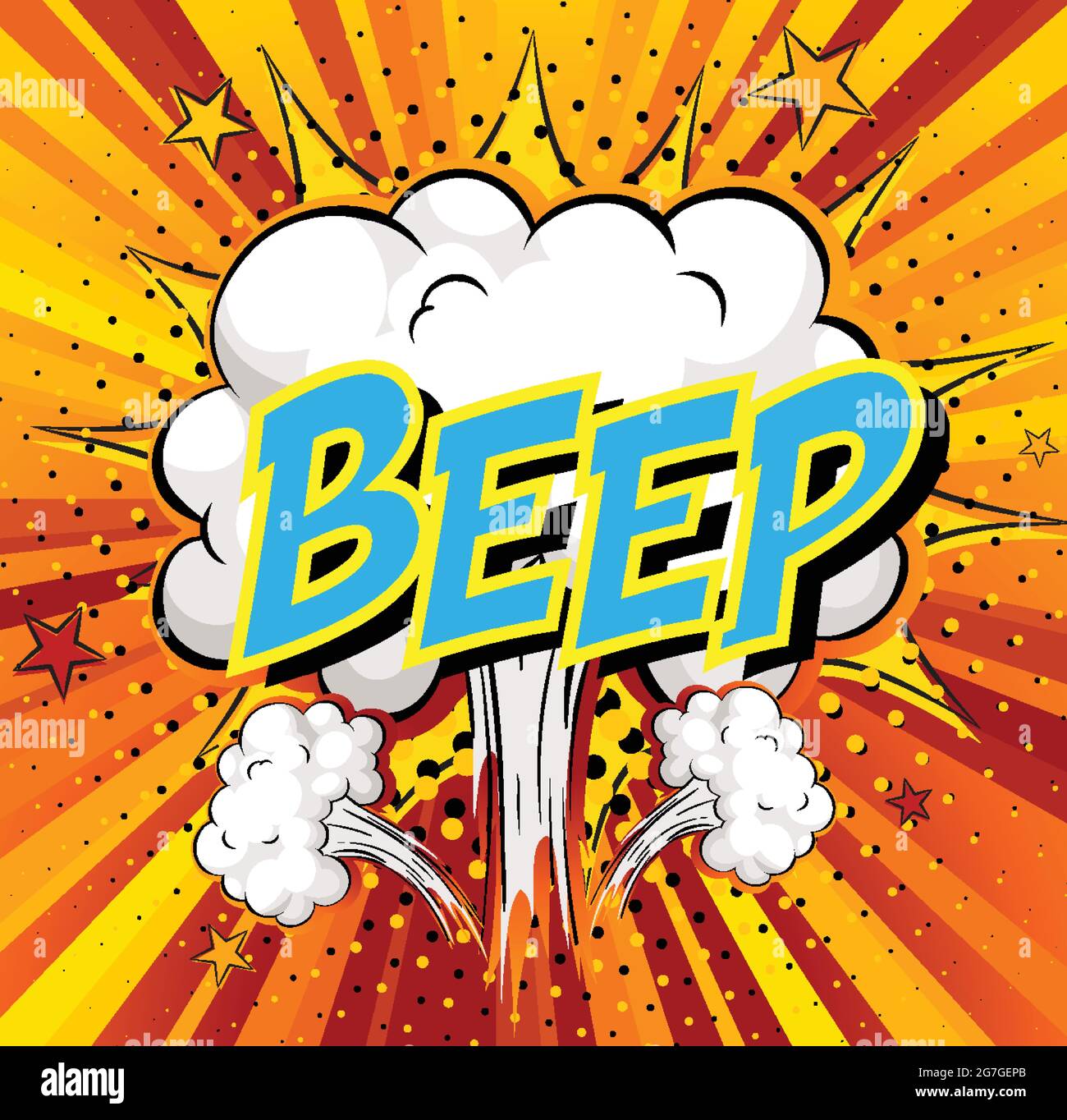 Word Beep on comic cloud explosion background illustration Stock Vector