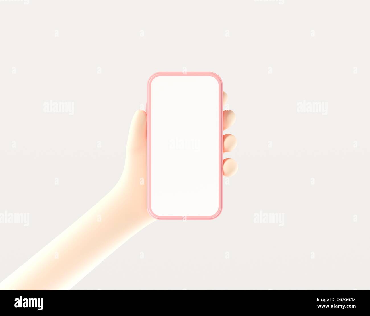 3d render closeup hand holding smart phone with empty screen for ...