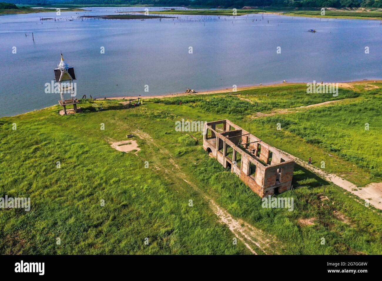 Vajiralongkorn, Wat Saam Prasob, the Sunken Temple in Sangkhlaburi in Kanchanaburi, Thailand, south east asia Stock Photo