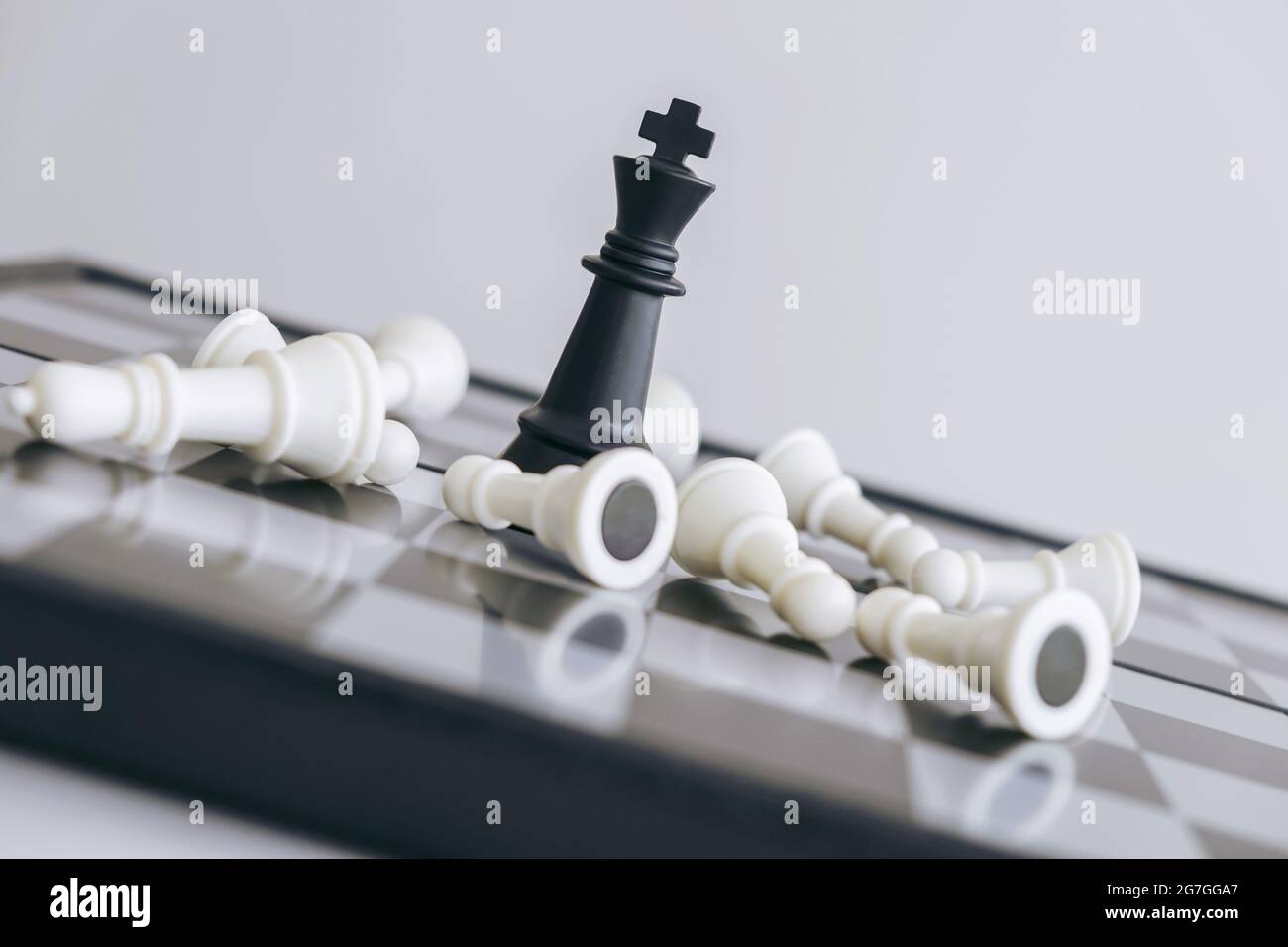 Chess leadership and success concept, chess save the strategy and king on  chess board Stock Photo - Alamy