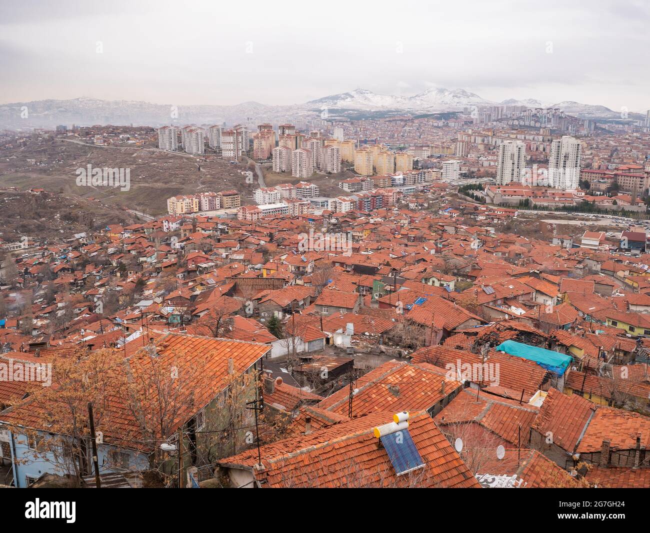 View of the Turkish capital Ankara from the castle on top. Stock Photo