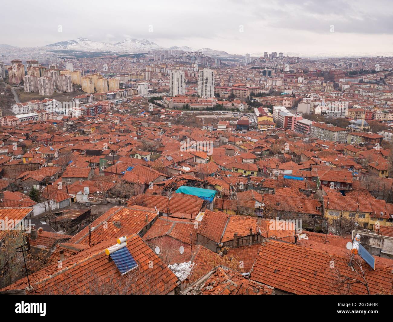 View of the Turkish capital Ankara from the castle on top. Stock Photo