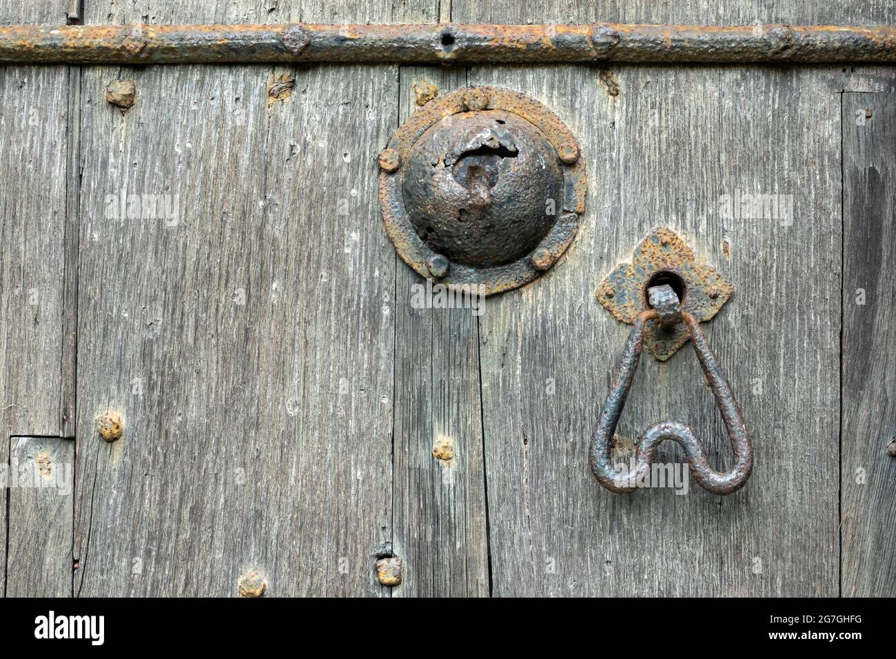 Ancient door, St Mary's Dennington, Suffolk Stock Photo